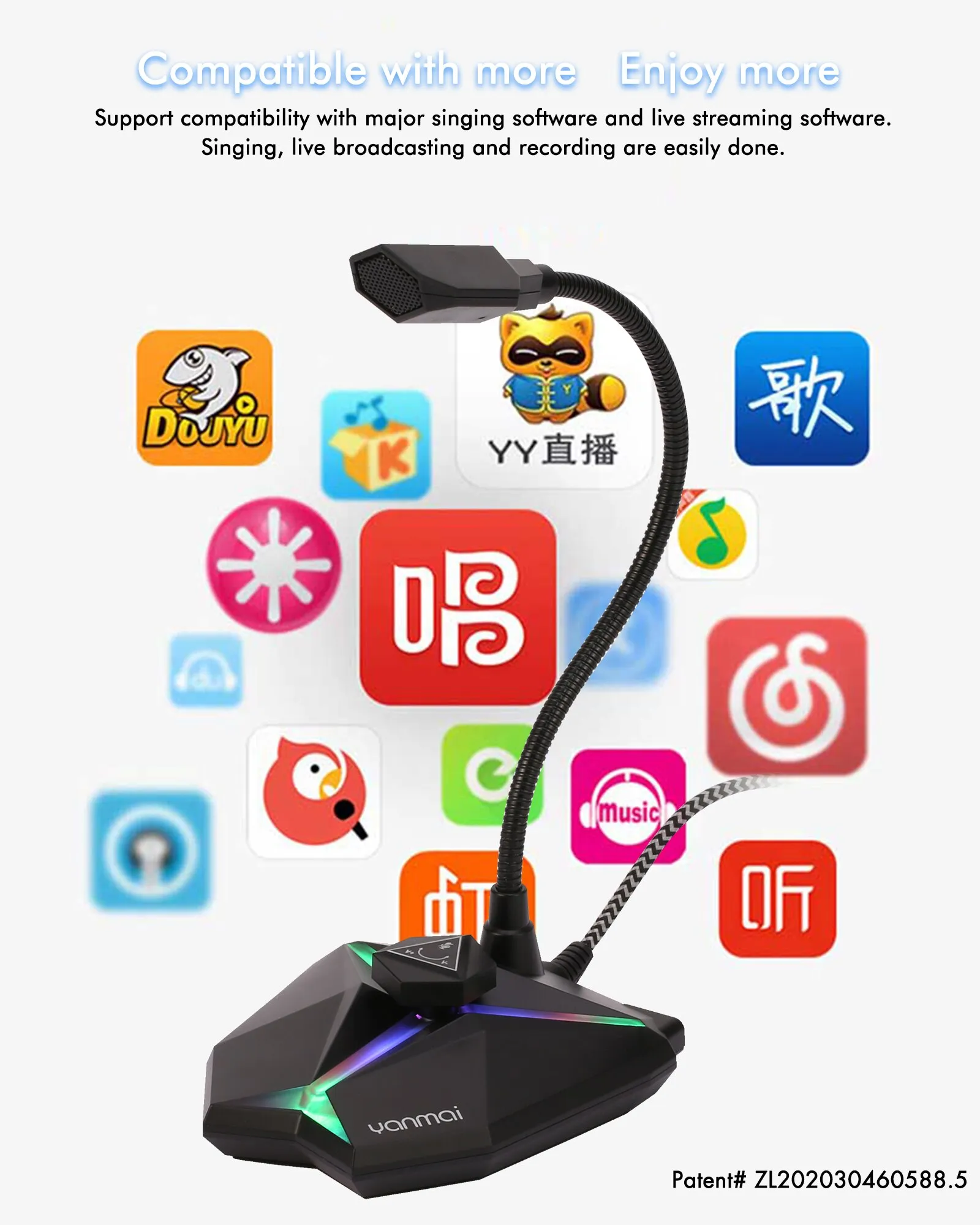 מיקרופון למחשב עם מעמד ואורות RGB