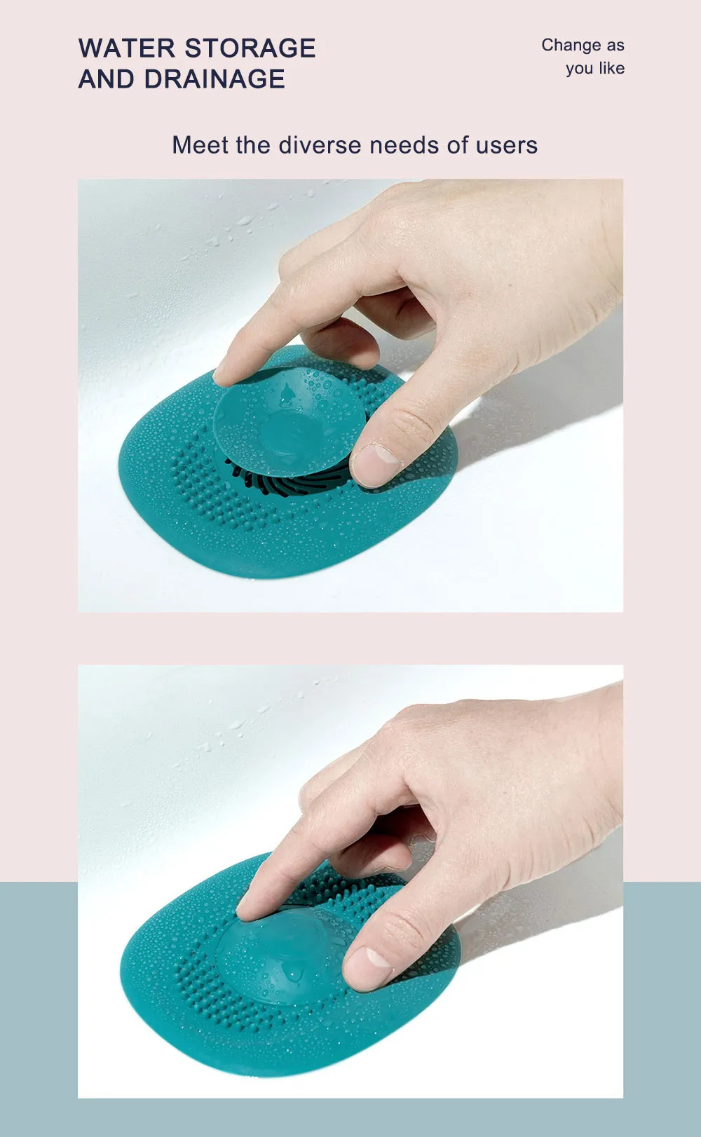 מסננת סיליקון אוניברסלית לכיור ולמקלחת מונעת סתימות