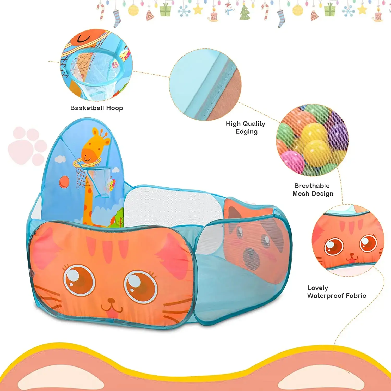בריכת כדורים מקפיצה לילדים הכוללת סל מובנה