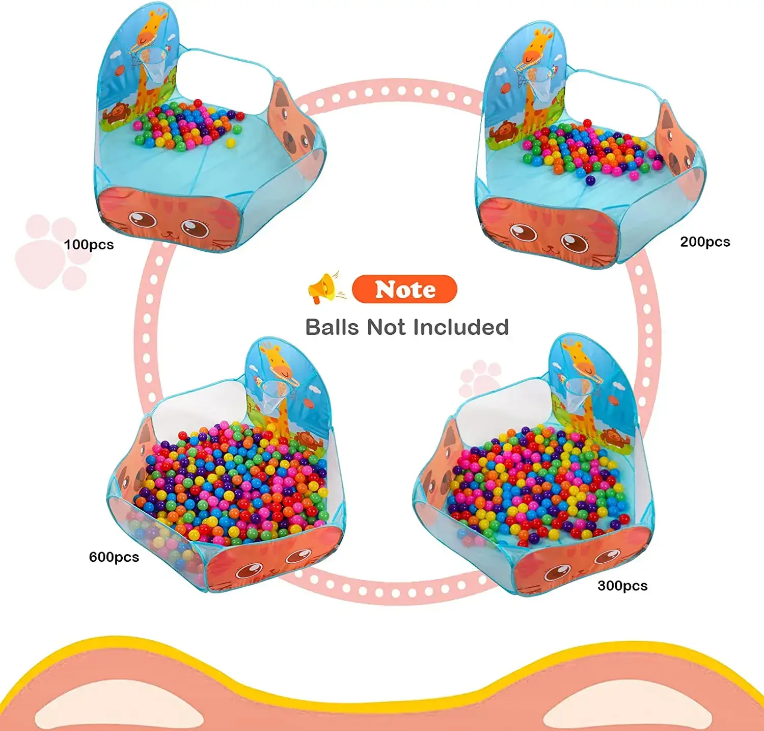 בריכת כדורים מקפיצה לילדים הכוללת סל מובנה