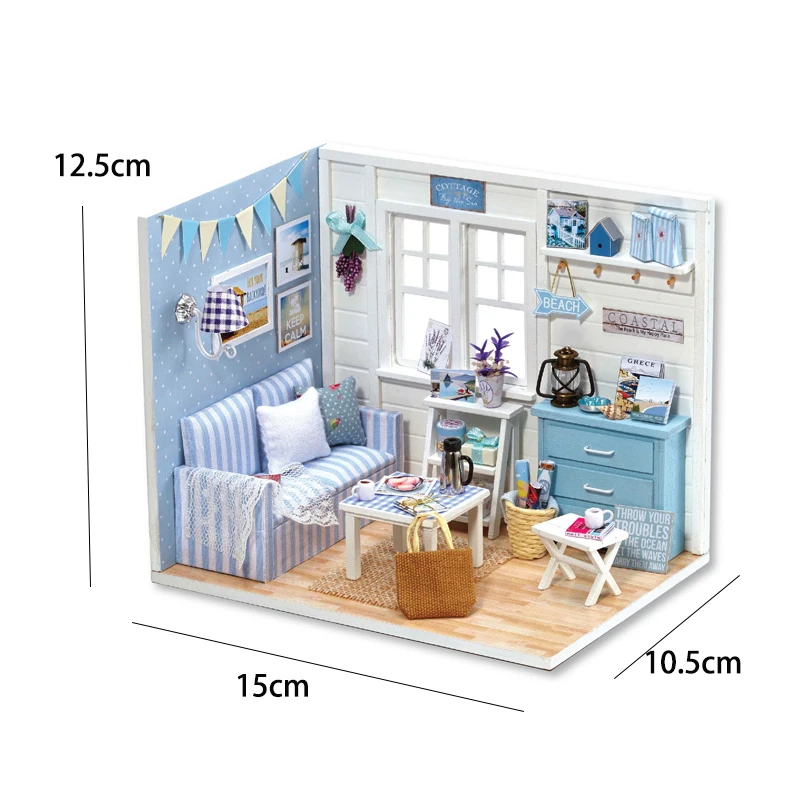 Kitten Mini Wooden Doll House Model Building Kits Toy Home Kit Creative Room Bedroom Decoration with Furniture For Birthday Gift
