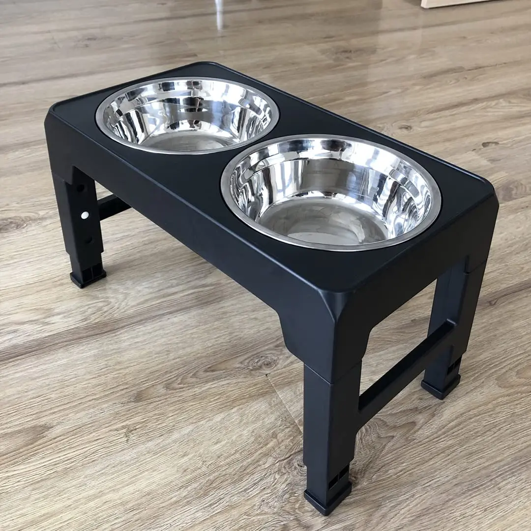 Elevated Dog Feeder Dogs Bowls Adjustable Raised Stand with Double Stainless Steel Food Water Bowls for Small Medium Large Dogs