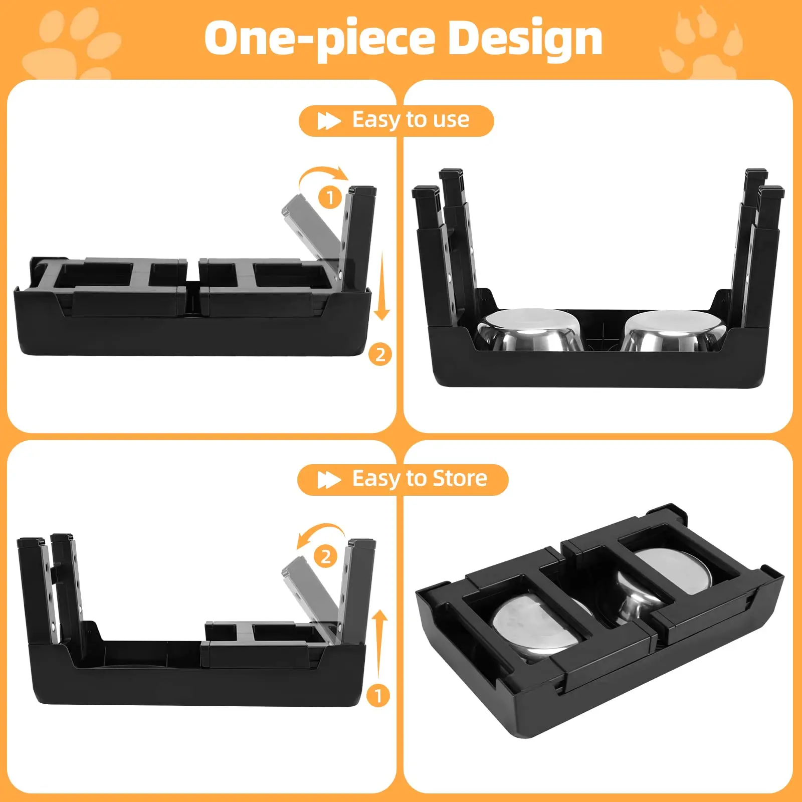 Elevated Dog Feeder Dogs Bowls Adjustable Raised Stand with Double Stainless Steel Food Water Bowls for Small Medium Large Dogs