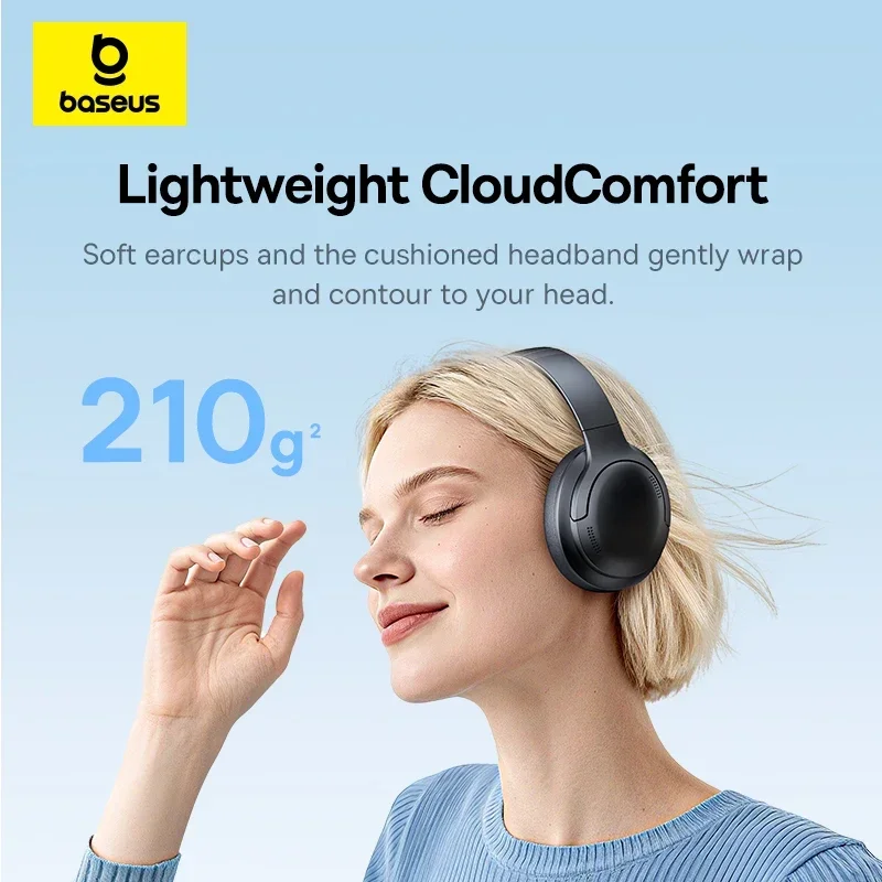 אוזניות Baseus BH1 Bluetooth 6.0 עם סינון רעשים ו-80 שעות סוללה – תמונה 6