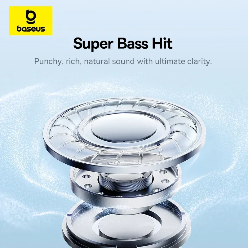 אוזניות Baseus BH1 Bluetooth 6.0 עם סינון רעשים ו-80 שעות סוללה – תמונה 5