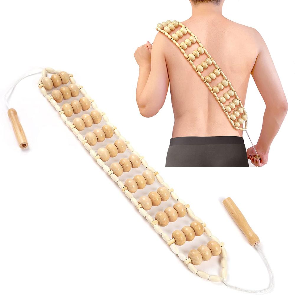 רצועת מסאג' רולר מעץ לעיסוי גב, צוואר וכל הגוף