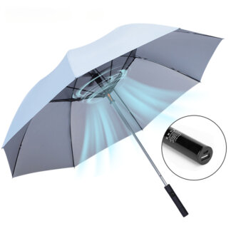 מטריה עם מאוורר מובנה נטענת USB – הגנה מקרני UV וגשם
