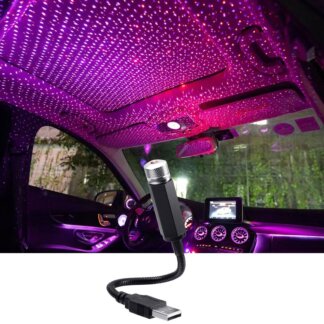מקרן תאורה לרכב עם כוכבים צבעוניים וחיבור USB מתכוונן