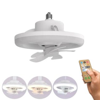 מנורה עם מאוורר מובנה 360° חיבור E27 ושלט רחוק