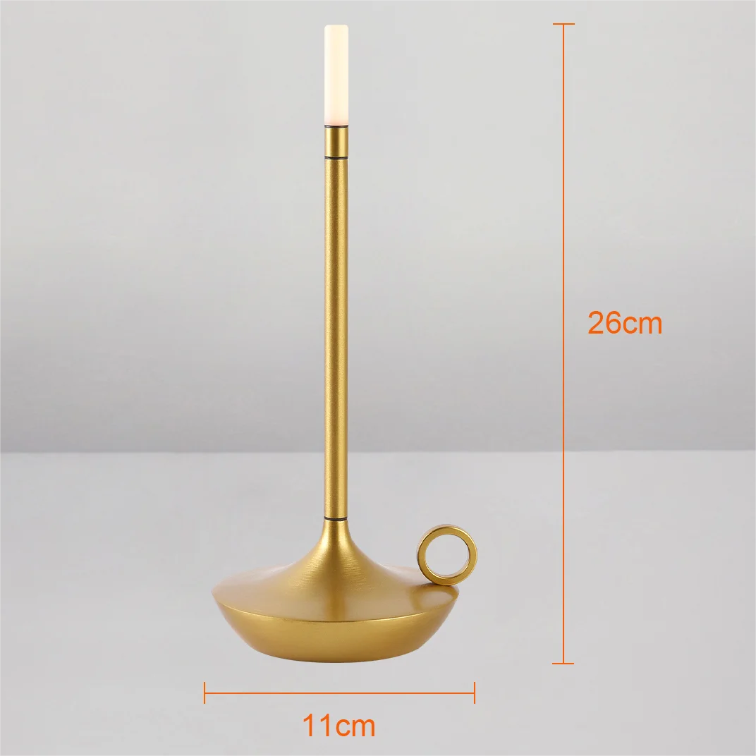 מנורת שולחן נטענת LED עם עמעום מגע ועיצוב נר – תמונה 6