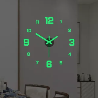 שעון זוהר בחושך לקיר בהתקנה קלה ללא קידוח