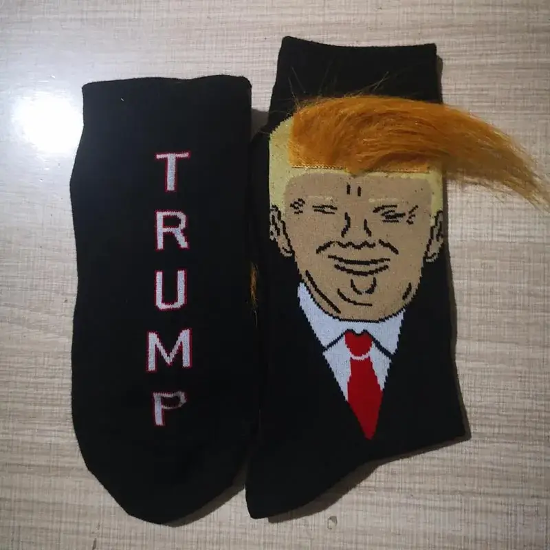 גרביים מצחיקות טראמפ עם שיער ודחיסה, זוג ייחודי ונוח – תמונה 2