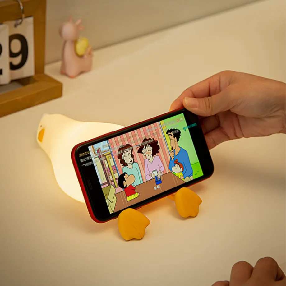מנורת לילה ברווז רכה נטענת USB עם חיישן מגע לילדים – תמונה 4