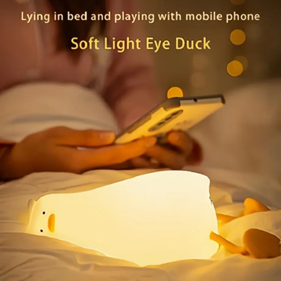 מנורת לילה ברווז רכה נטענת USB עם חיישן מגע לילדים – תמונה 2