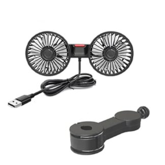מאוורר כפול לרכב עם חיבור USB ו-3 מהירויות מתכווננות