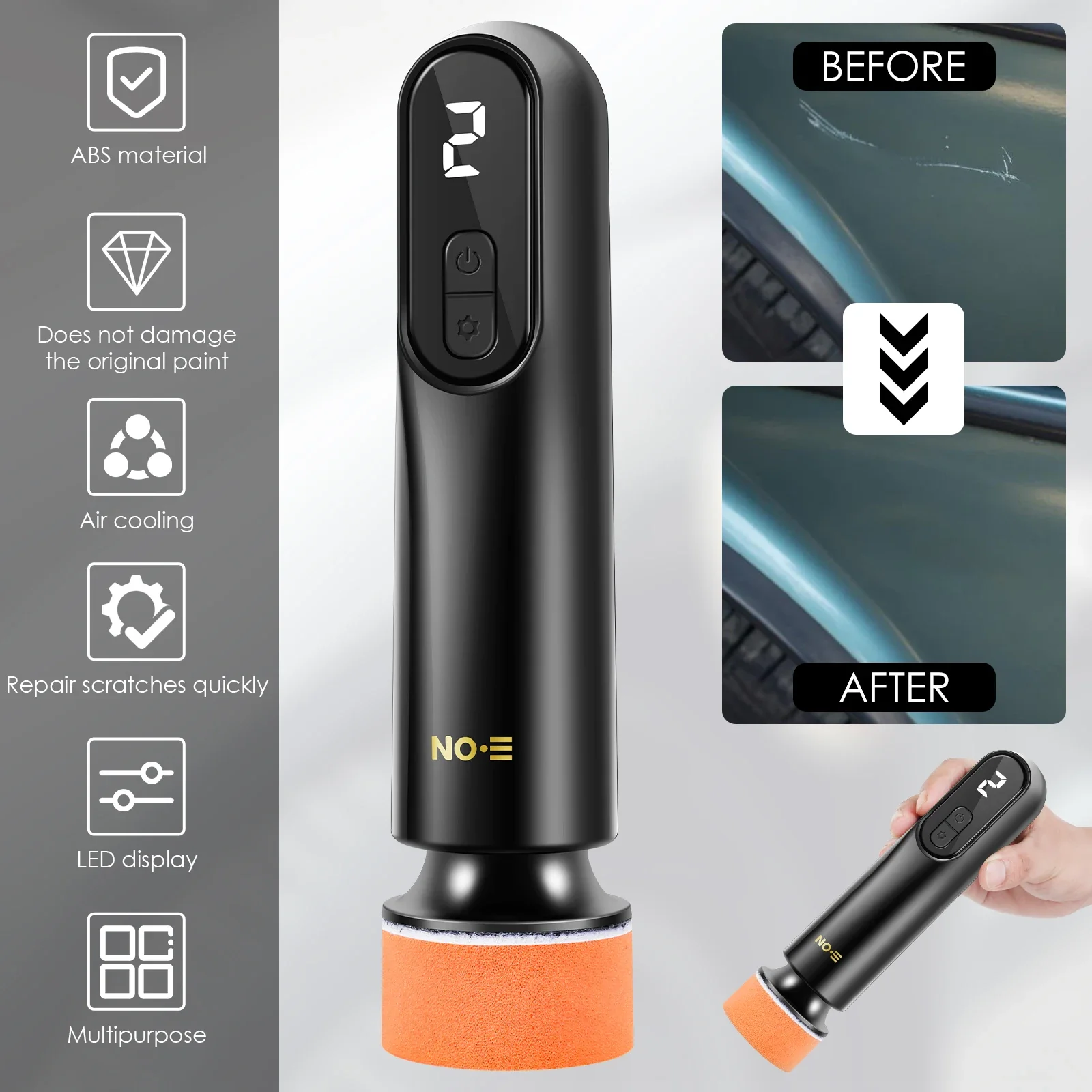 מכשיר מיני פוליש אלחוטי נטען לרכב עם תצוגת LED – תמונה 5