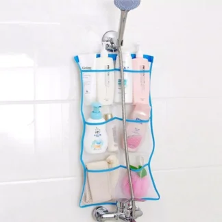 מתלה רשת למקלחת עם 6 כיסים לאחסון וייבוש מהיר