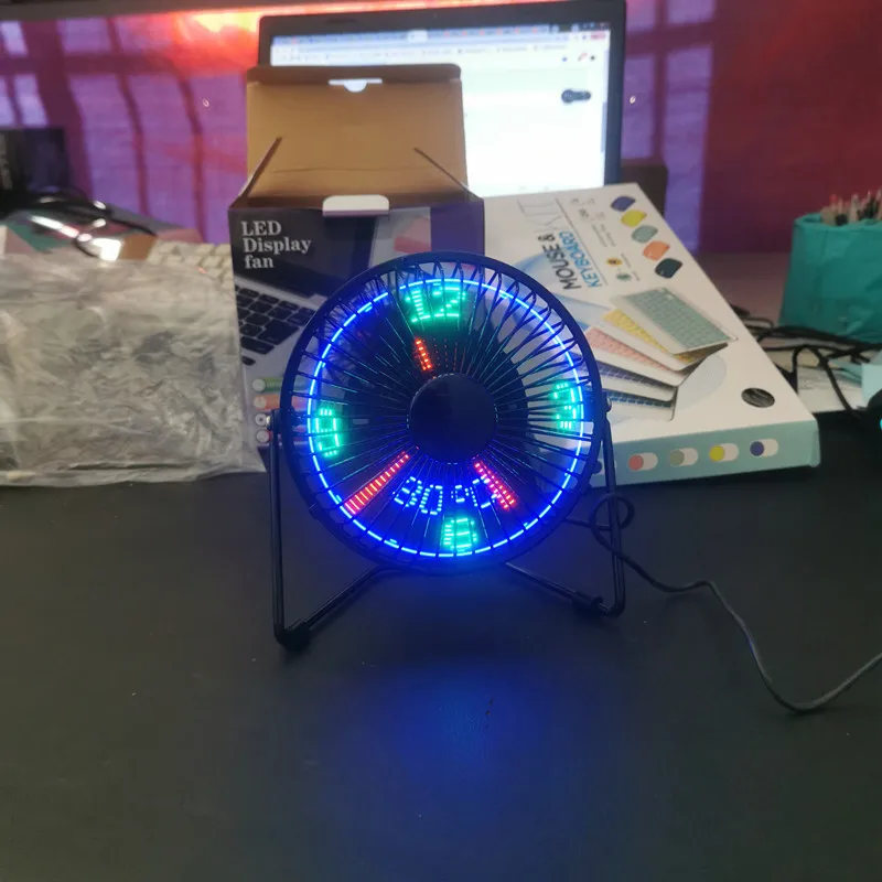 מאוורר USB שקט ממתכת עם תצוגת LED למחשב ולרכב – תמונה 5