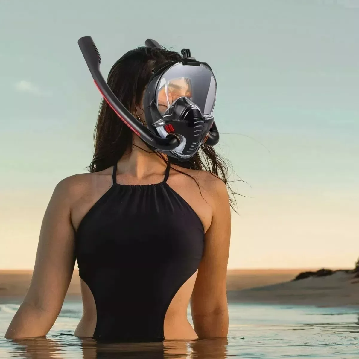 מסכת שנורקל מלאה מקצועית עם 2 צינורות לצלילה נוחה – תמונה 7