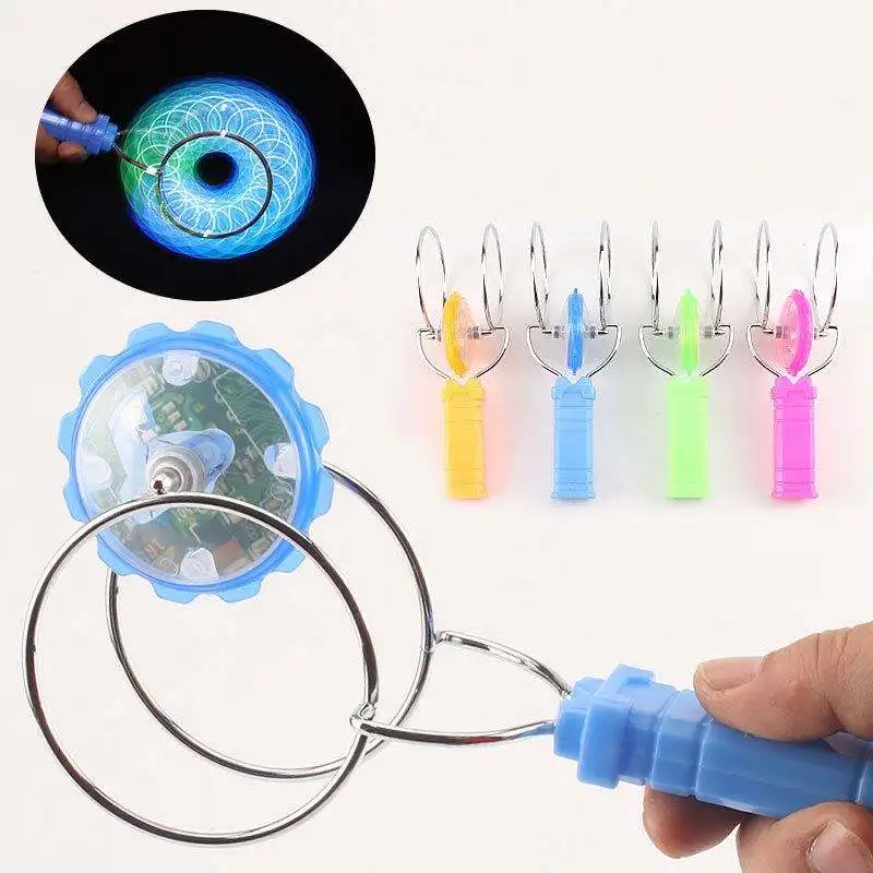 סביבון פעלולים עם תאורת לד ומקל אחיזה לשחרור קל לרצפה – תמונה 2