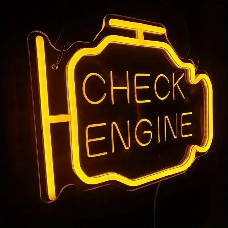 מנורת ניאון לד CHECK ENGINE לתלייה על קיר לעיצוב הבית – תמונה 4