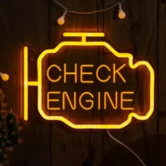 מנורת ניאון לד CHECK ENGINE לתלייה על קיר לעיצוב הבית