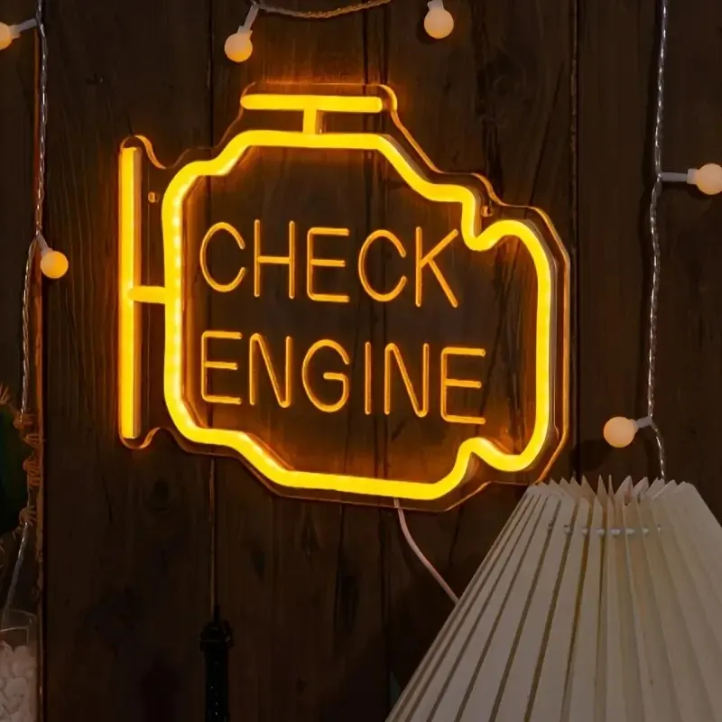 מנורת ניאון לד CHECK ENGINE לתלייה על קיר לעיצוב הבית – תמונה 2