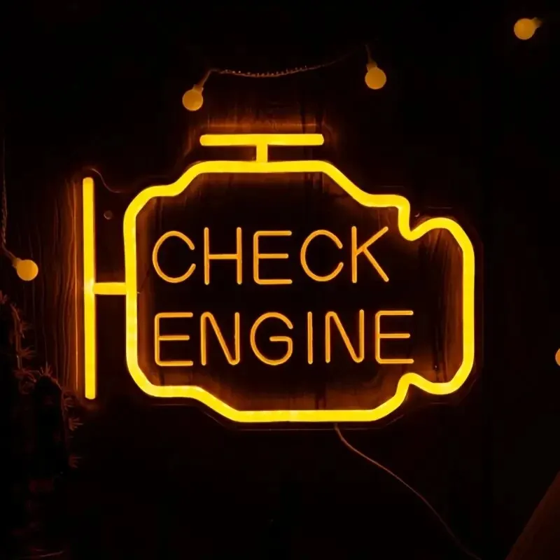 מנורת ניאון לד CHECK ENGINE לתלייה על קיר לעיצוב הבית – תמונה 5