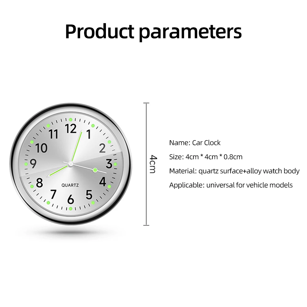שעון רכב זוהר בחושך מיני קוורץ קלאסי עם דבק דו צדדי – תמונה 5