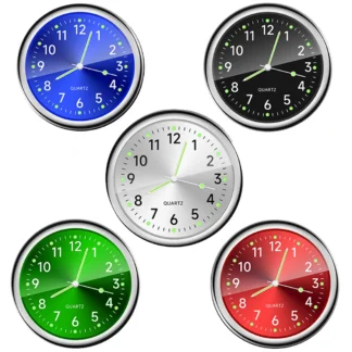 שעון רכב זוהר בחושך מיני קוורץ קלאסי עם דבק דו צדדי