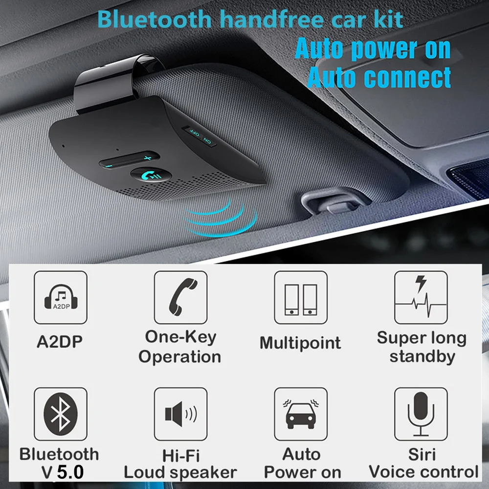 דיבורית Bluetooth לרכב נטענת עם מיקרופון כפול וקליפס – תמונה 2