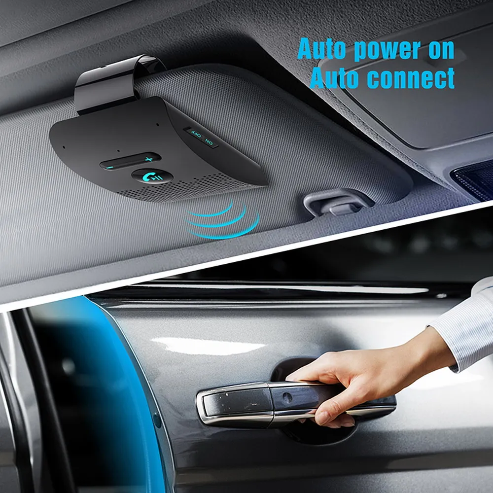דיבורית Bluetooth לרכב נטענת עם מיקרופון כפול וקליפס – תמונה 4