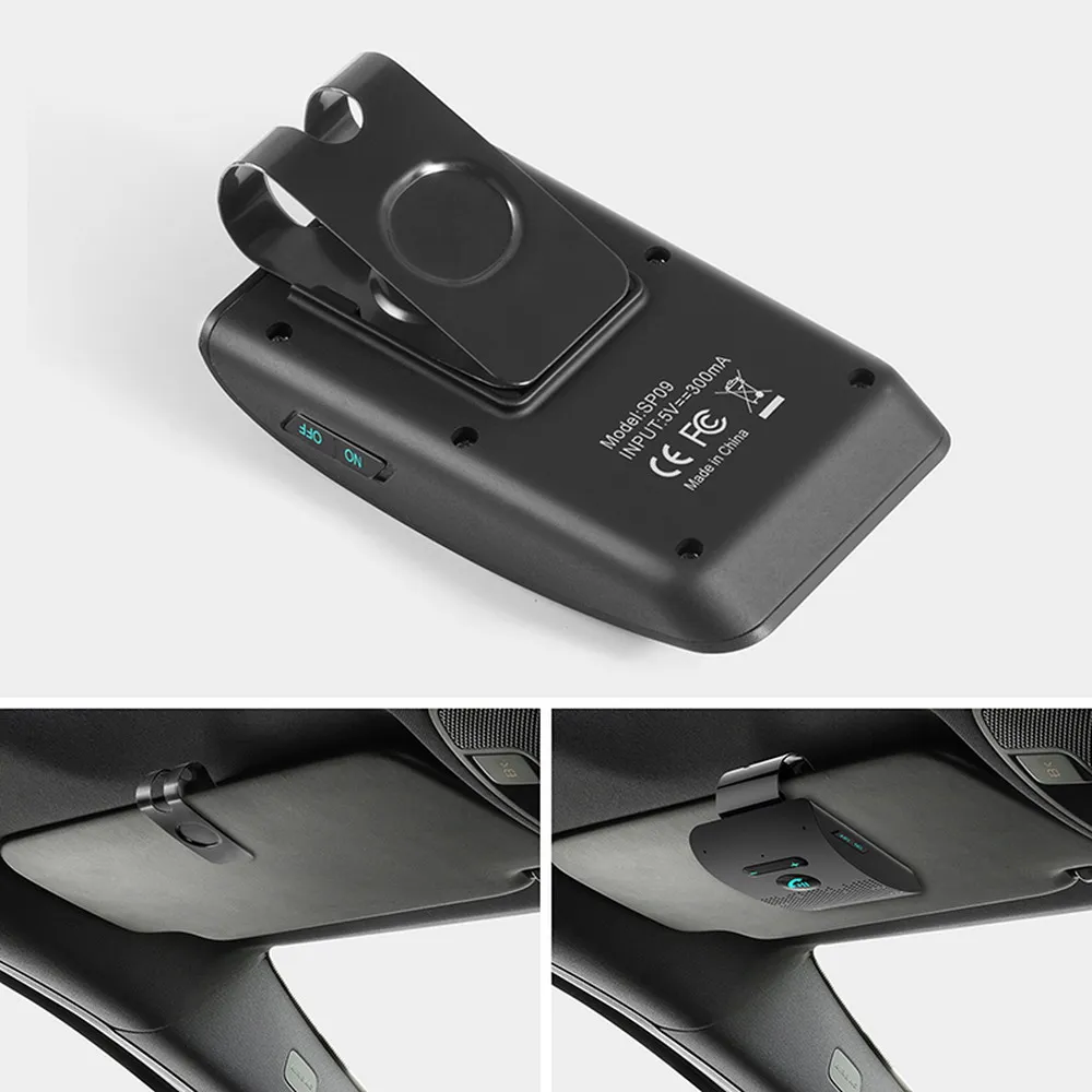 דיבורית Bluetooth לרכב נטענת עם מיקרופון כפול וקליפס – תמונה 3