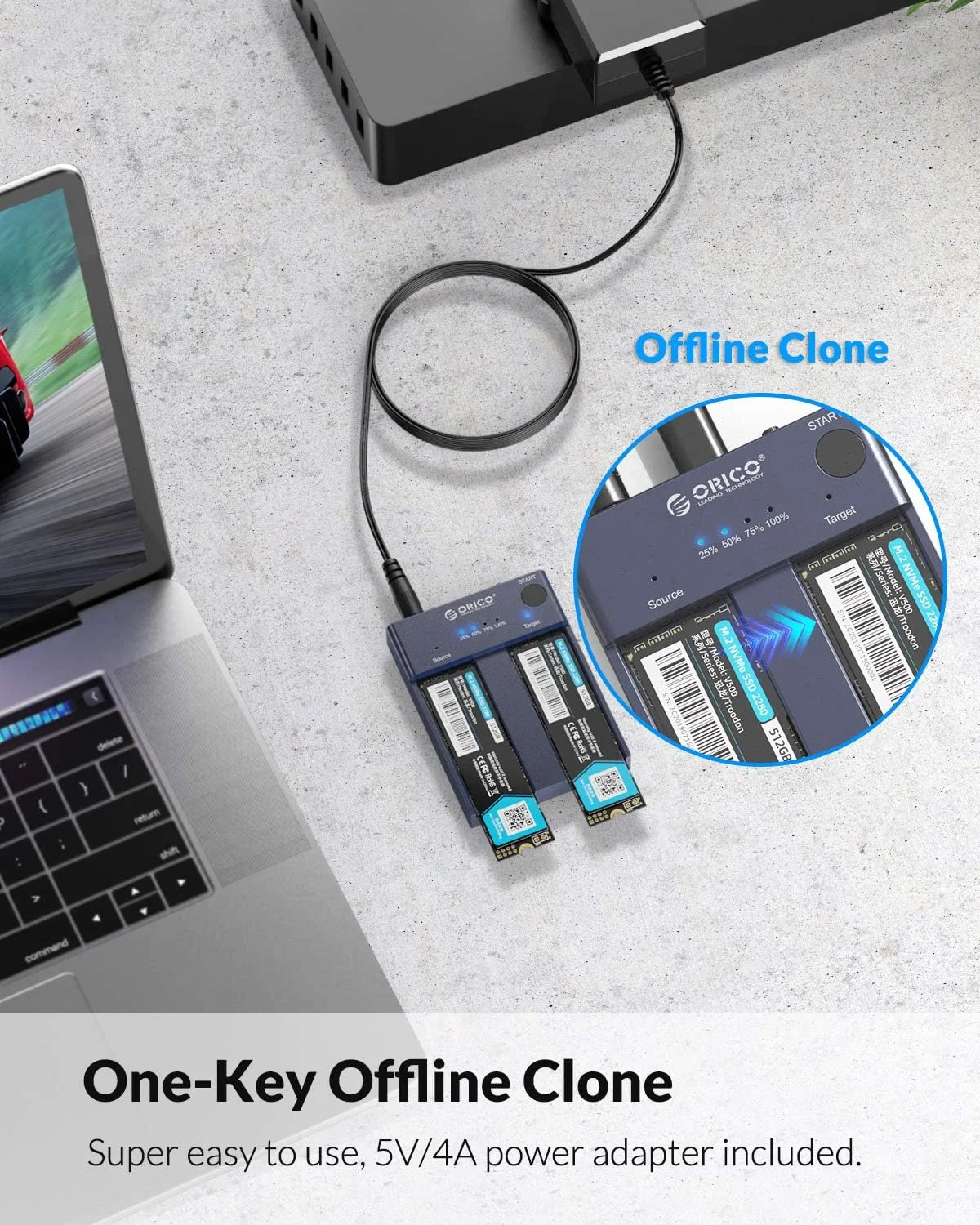מתקן שכפול כונני SSD דו-ערוצי עם USB ו-Type C – תמונה 2