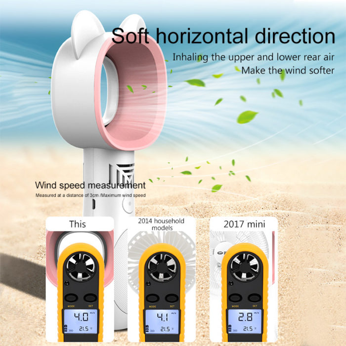 מאוורר נייד ללא להבים נטען USB – בטיחותי לילדים – תמונה 2