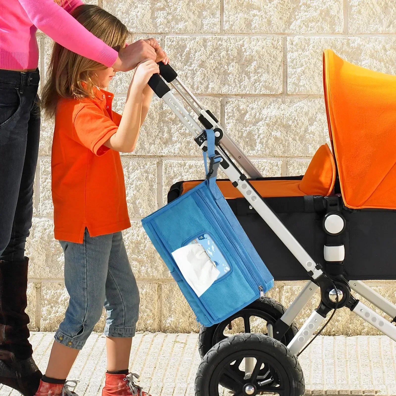 משטח החתלה נייד מתקפל לתיק עם כיסים ועמיד במים – תמונה 3