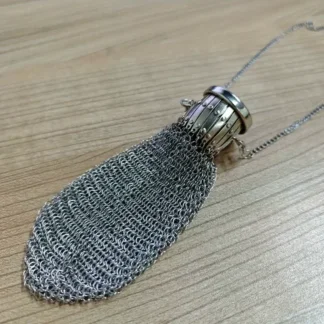 ארנק מטבעות וינטג' בריטי מכסף קלוע עבודת יד ויקטוריאנית