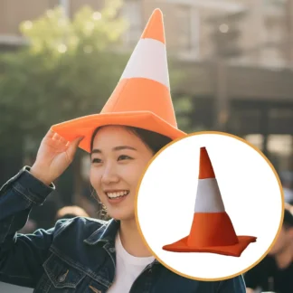 כובע קונוס תנועה כתום מצחיק למבוגרים ולאירועים מיוחדים