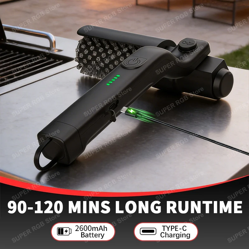 מברשת חשמלית לגריל עם ראש מסתובב וסוללת 2600mAh – תמונה 5