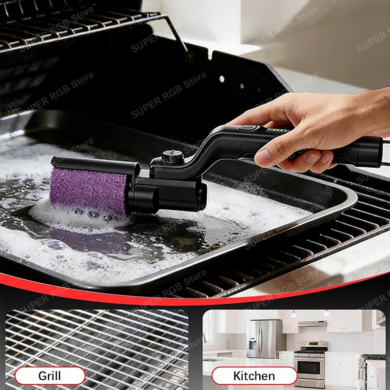 מברשת חשמלית לגריל עם ראש מסתובב וסוללת 2600mAh – תמונה 7