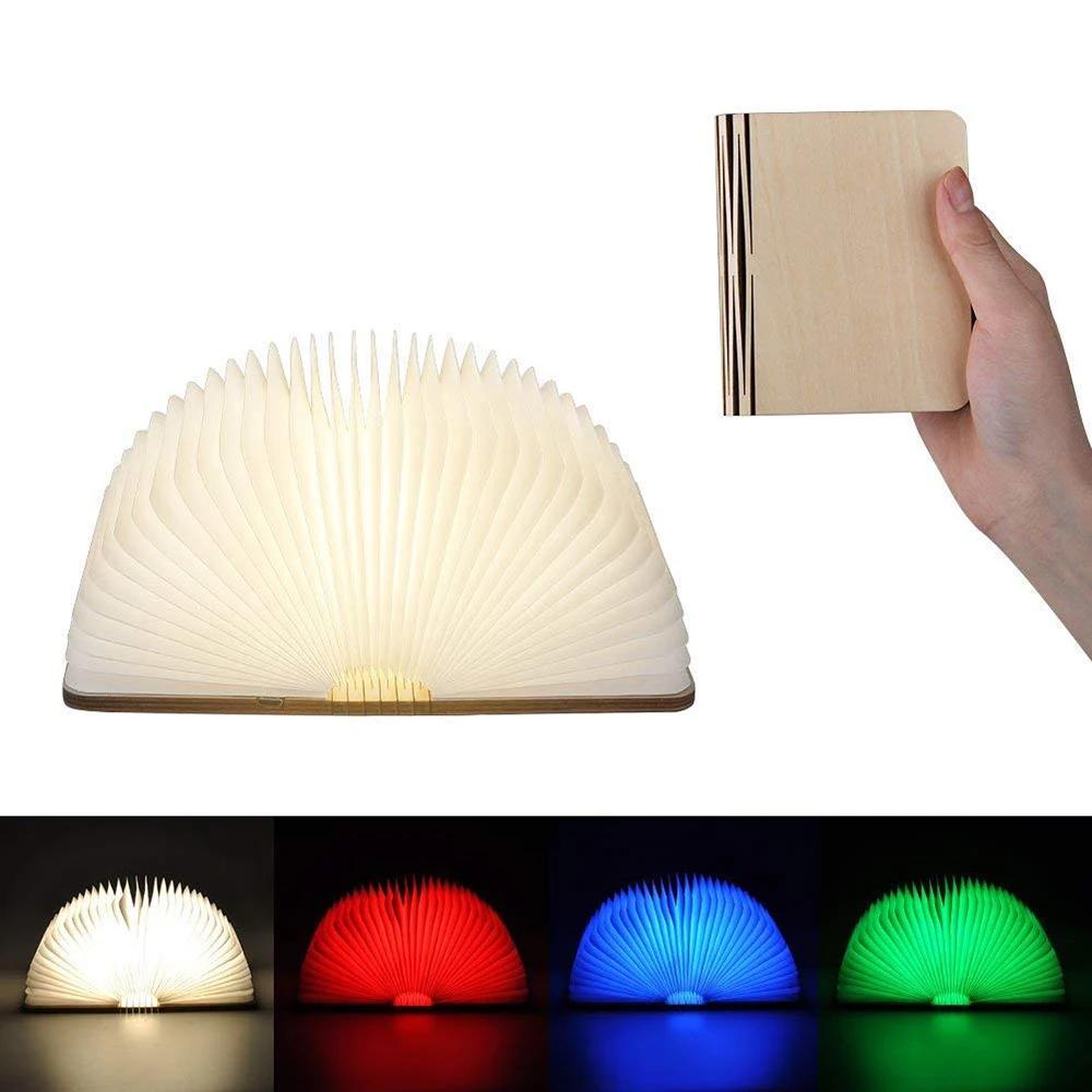מנורת קריאה מתקפלת LED בעיצוב ספר עם תאורה מחליפת צבעים