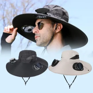 כובע שמש עם מאוורר סולארי - שני מאווררים מתכווננים לחוץ