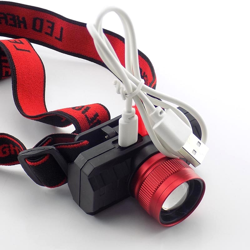 פנס ראש נטען באמצעות USB עם רצועה מתכווננת ועמידות למים – תמונה 3