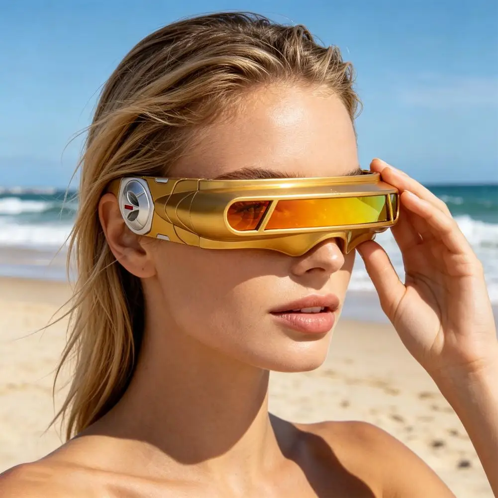 משקפי שמש סייברפאנק גיאומטריים עם הגנת UV400