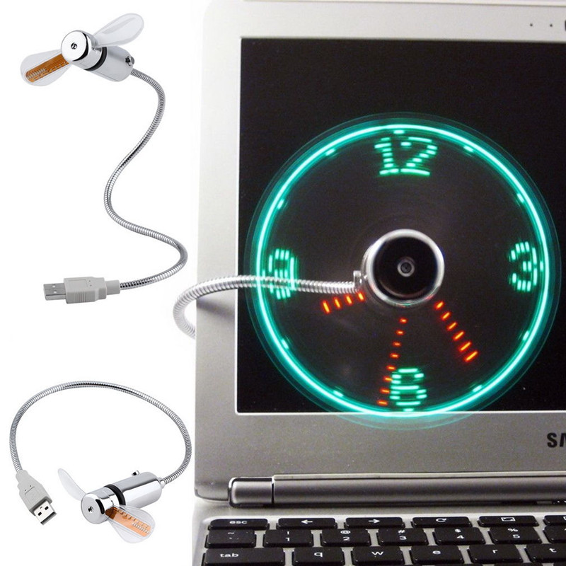 מאוורר USB עם שעון LED מובנה לנייד, לפטופ וטאבלט – תמונה 3
