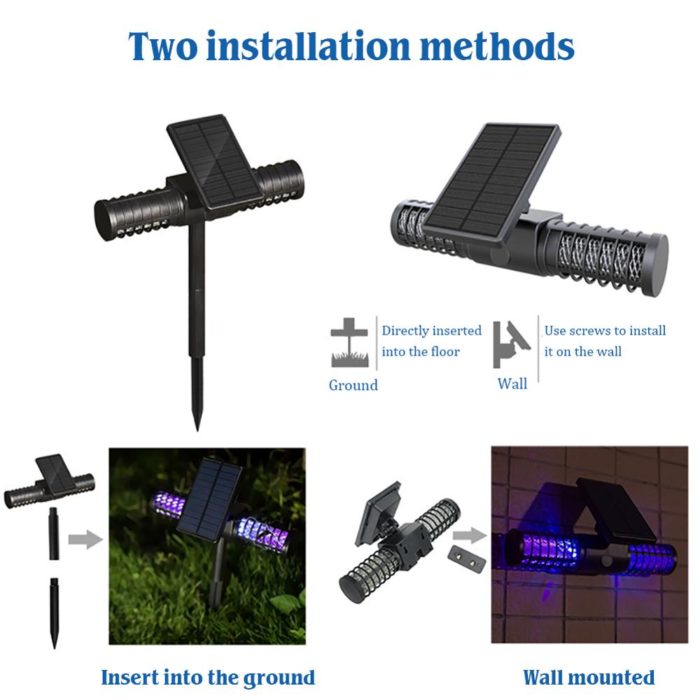 קוטל יתושים סולארי לגינה עם טעינת USB ועמידות למים – תמונה 3