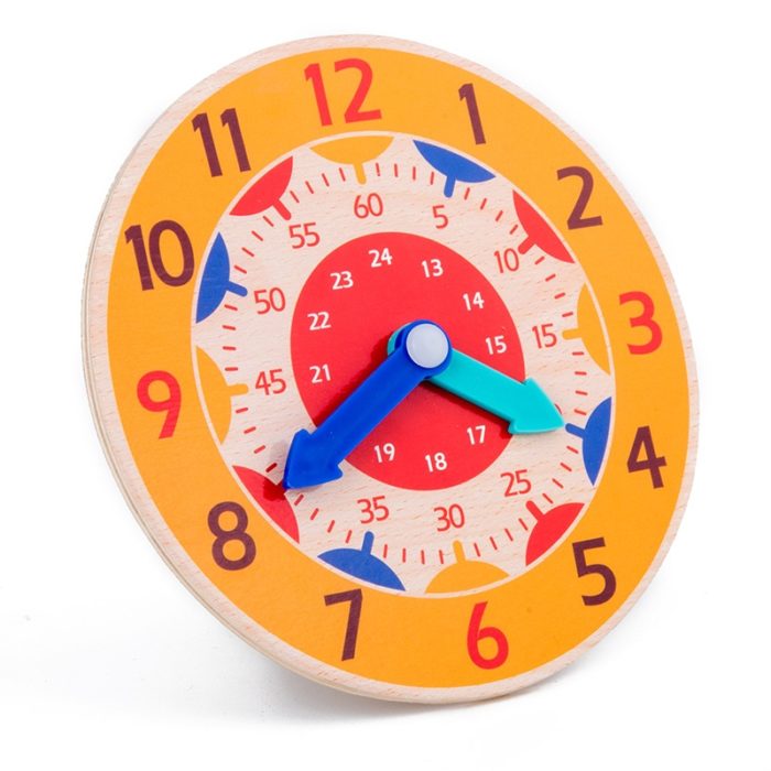 שעון לימוד לילדים מעץ עם תצוגת 24 שעות ושניות – תמונה 4