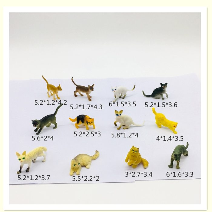 פסלוני חתול מיניאטוריים - סט 12 יחידות עיצוב לבית – תמונה 3