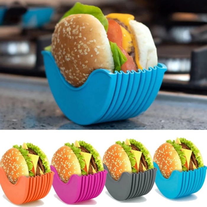 מחזיק המבורגר מסיליקון לאכילה נקייה ללא לכלוך בידיים – תמונה 3