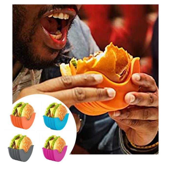 מחזיק המבורגר מסיליקון לאכילה נקייה ללא לכלוך בידיים – תמונה 2